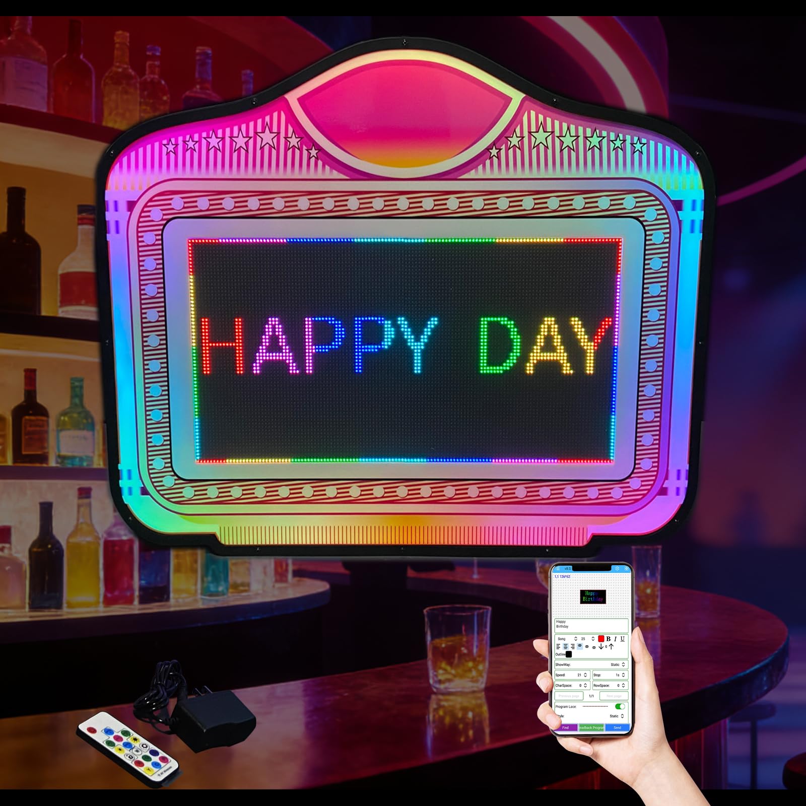 Photo 1 of ***PARTS ONLY***FUNDLEDMI LED Bottle Service Sign - with APP Programmable Color Display & Scroll Play, Club Signs for Bottle Service, Bottle Girl Lights Perfect for Bars, Clubs & Night Spots