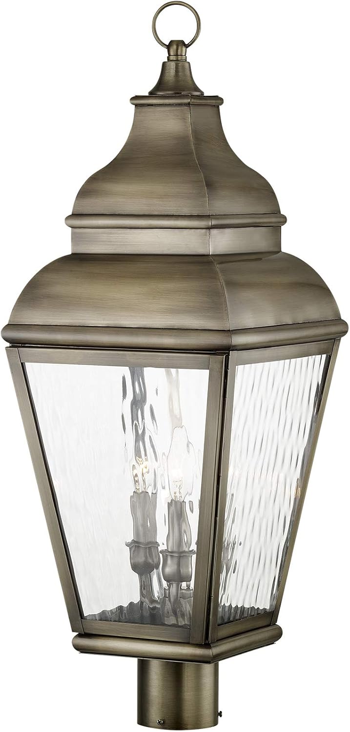 Black Friday - 40% OFF Livex Lighting 2606-29 Exeter 3-Light Outdoor Post Head, Vintage Pewter
