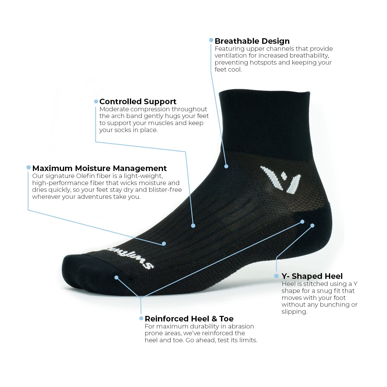Swiftwick Calcetines de puño de Dos Pulgadas de Rendimiento
