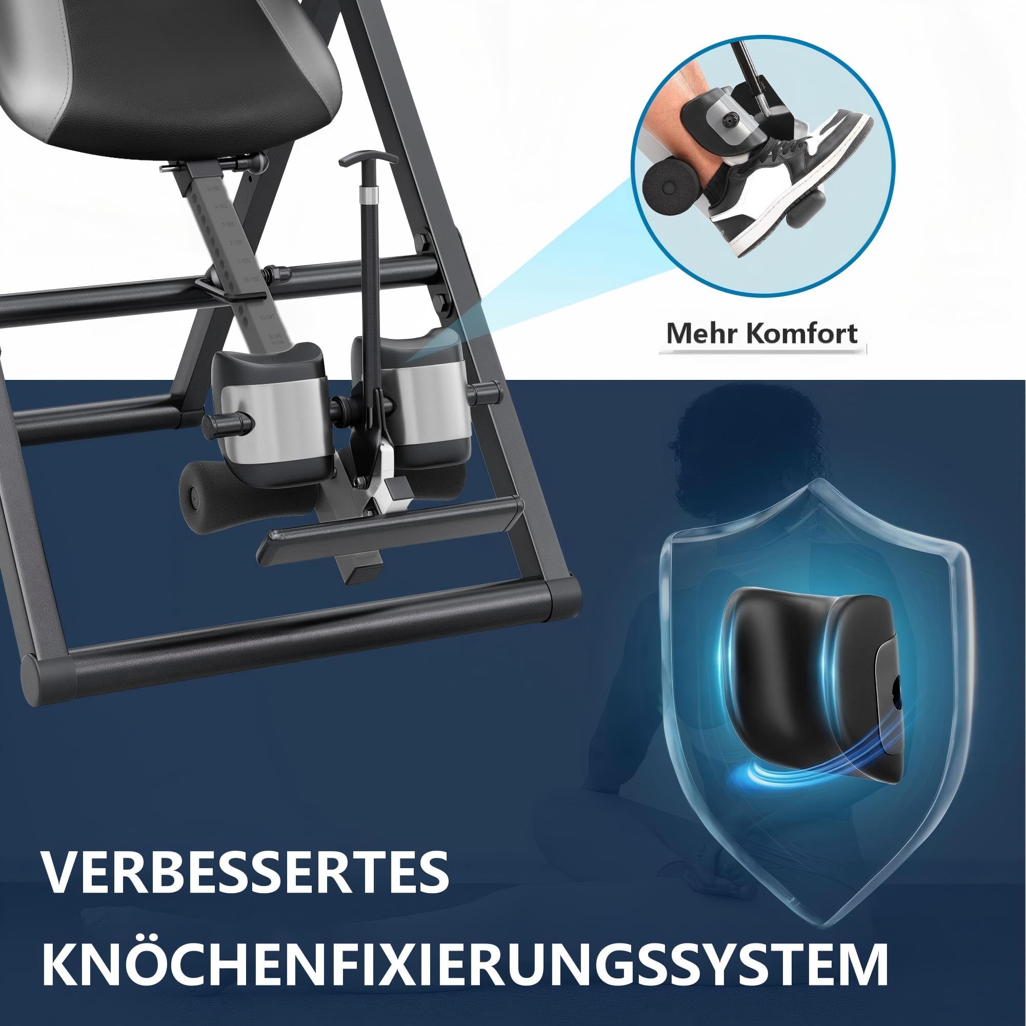 Dripex Inversionsbank, Faltbar, Verstellbar, Schwerkrafttrainer, Inversionsbank mit Kopfstütze Verstellbar Ausrüstung für Heimfitnessstudio für die Schmerzlinderung
