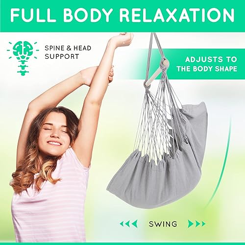 Miniatura 4 de Project One Silla hamaca de cuerda colgante, asiento columpio de cuerda colgante con bolsa de transporte y kit de herramientas perfecto para