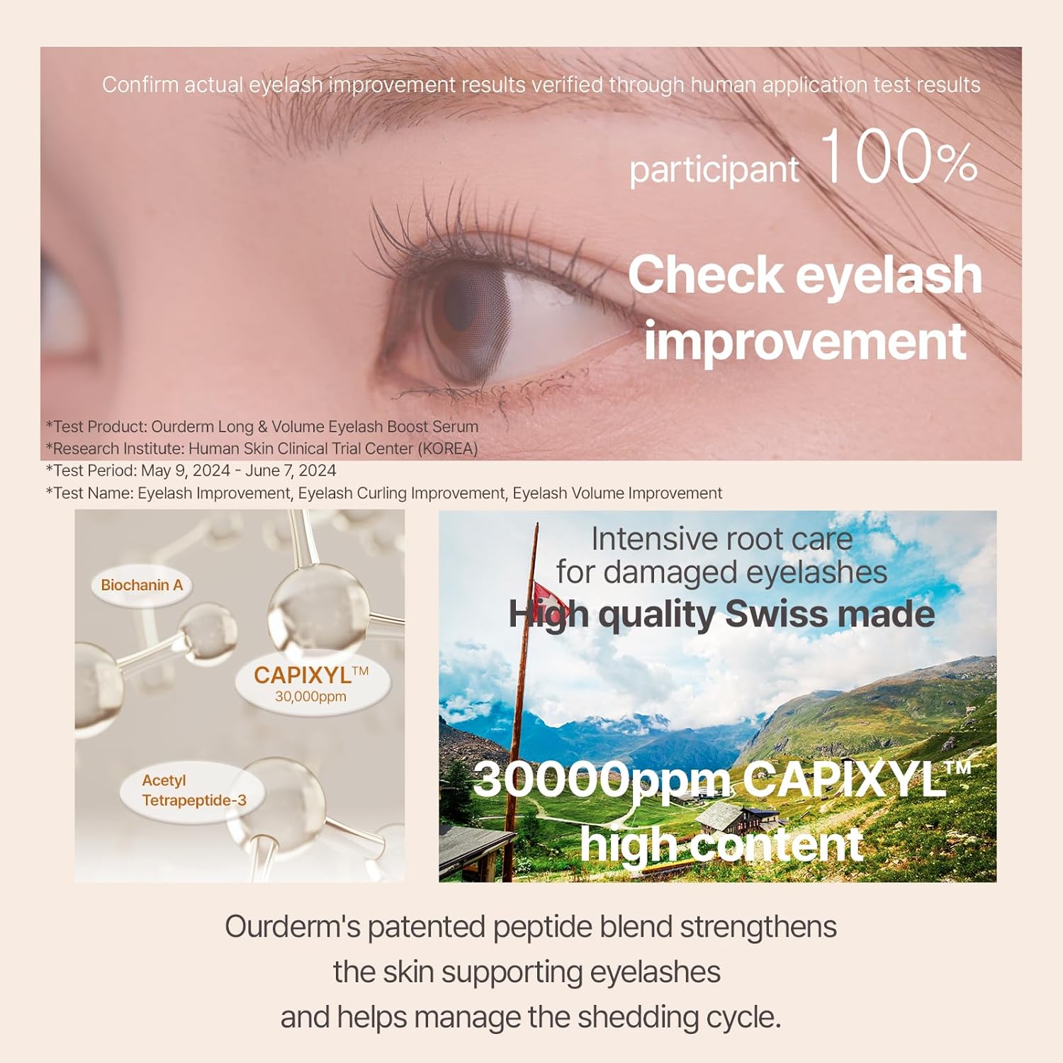 Eyelash Growth Serum for Longer & Fuller Lashes, Peptide & Biotin Lash Enhancing Serum, Volume & Curl Care, Gentle for Sensitive Eyes, Korean Lash Serum 8ml