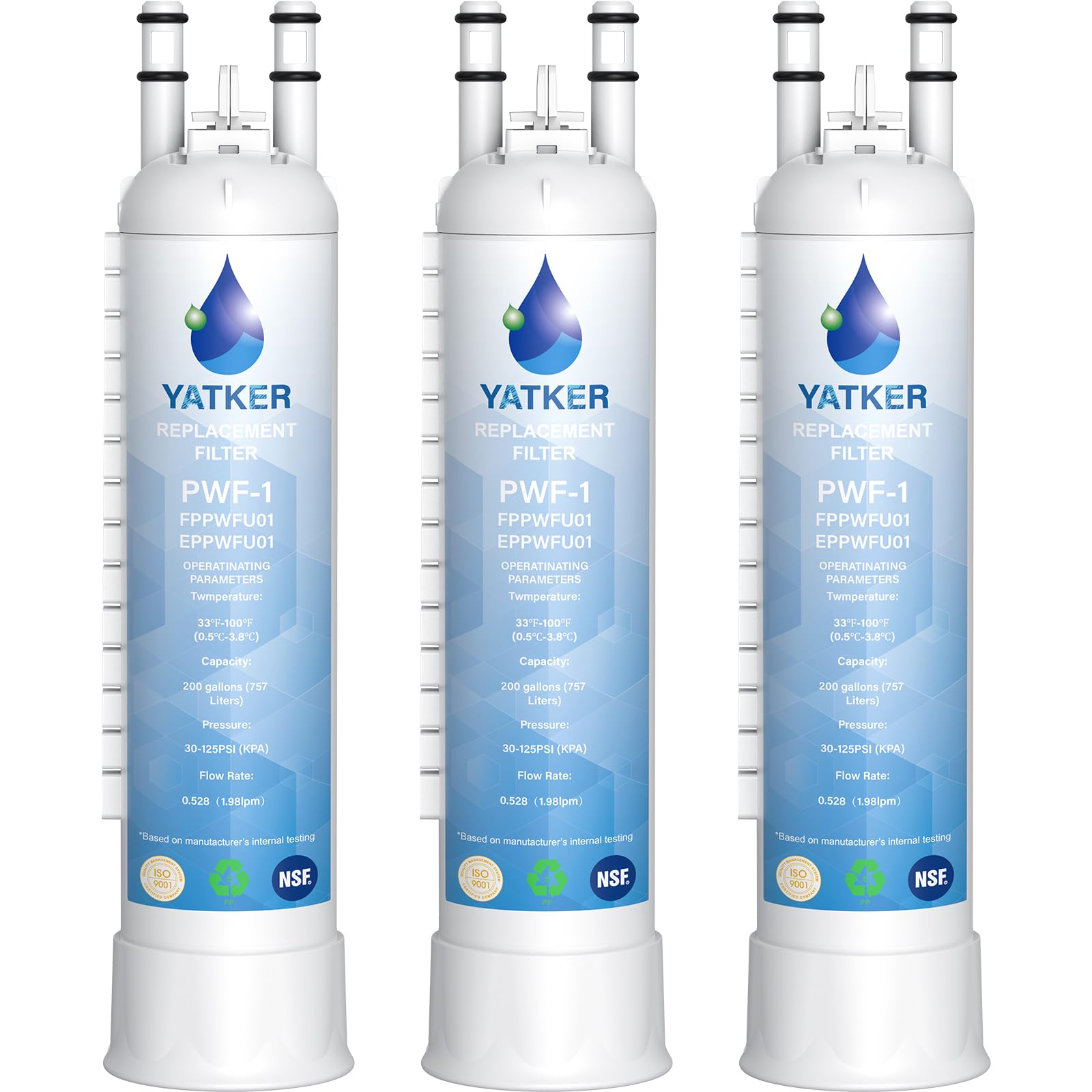 FPPWFU01 Water Filter Replacement for Frigidaire FPPWFU01 Water Filter, Compatible with PurePour PWF-1,EPPWF01 PureAdvantage PWF-1 (3-Pack)