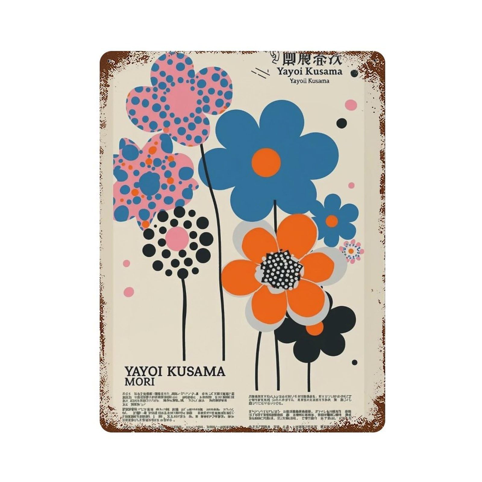 YHGERTKU Yayoi Kusama Flower 04 Wall Art Retro Iron Vintage Metal Tin Sign Poster Modern Decor for Living Rooms Gift 40x30cm