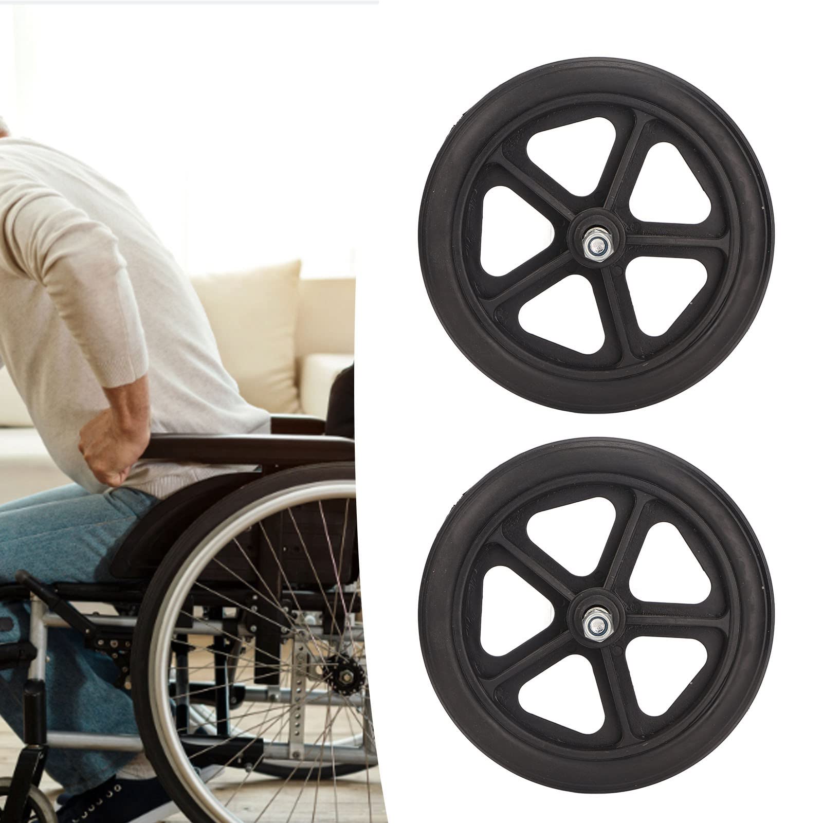 Reemplazo de Rueda de Silla de Ruedas, 2 Piezas de Rueda de Silla de Ruedas de 7 Pulgadas, Reemplazo de Rueda de Goma, Accesorios de Repuesto para Ruedas de Andador