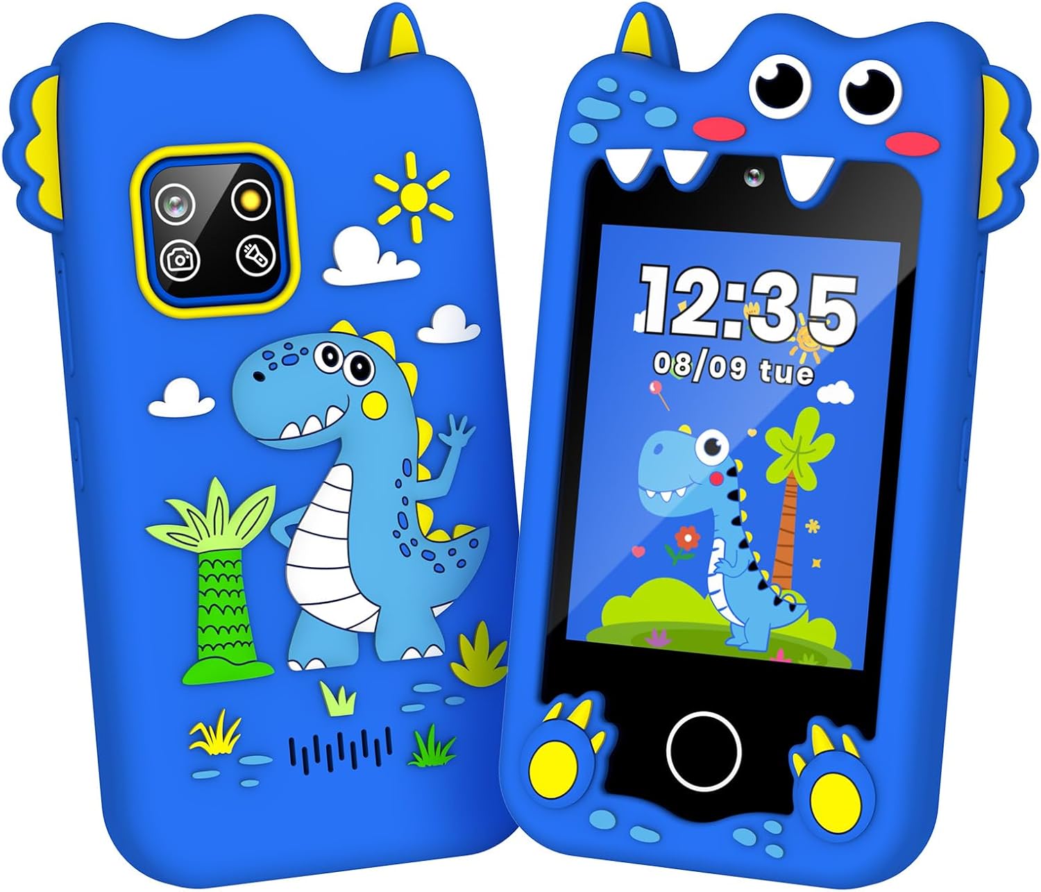 M SANMERSEN Dinosaur Kids Smart Phone for 3-6 Year Olds – 2.8" Touchscreen, Dual Camera, 28 Learning Games, MP3 Music Player, 32GB SD Card – Educational Toddler Phone Toy for Boys & Girls