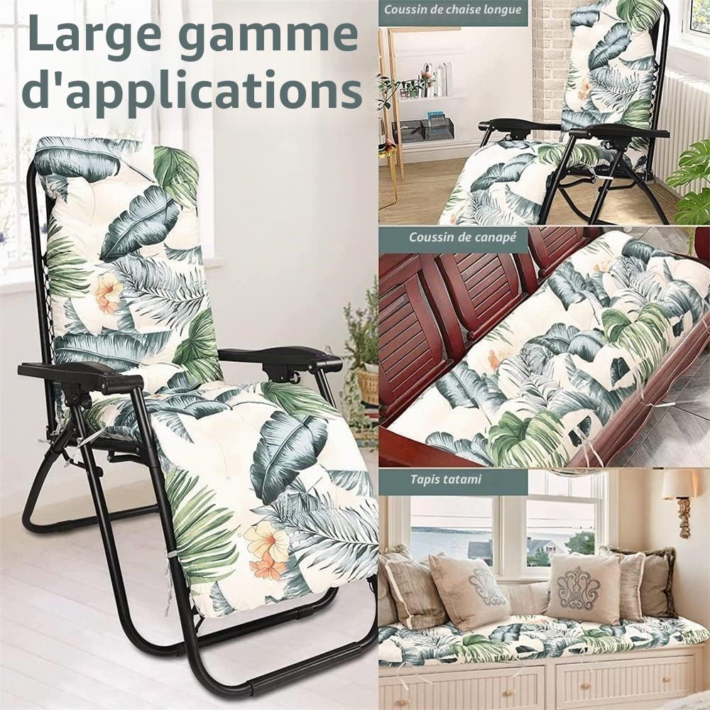 Coussin De Chaise Coussin De Chaise Longu Bain De Soleil, Longue De Jardin Coussin Transat Jardin Exterieur Matelas Pour Transat Coussin Transat Pour Fauteuil Relax Lounge(B,160x48cm/62.9x18.8in)