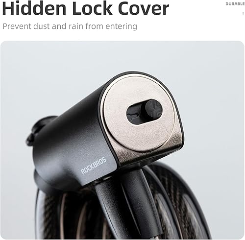 Miniatura 4 de ROCKRBOS - Candado de cable para bicicleta con llaves, 2 llaves y 1 soporte de montaje, carcasa de bloqueo de ABS, bloqueo de cable para
