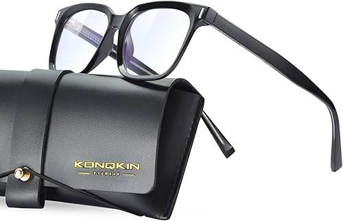 konqkin Lentes de luz azul para mujeres y hombres lentes transparentes de moda cuadrados antifatiga ocular para juegos de computadora