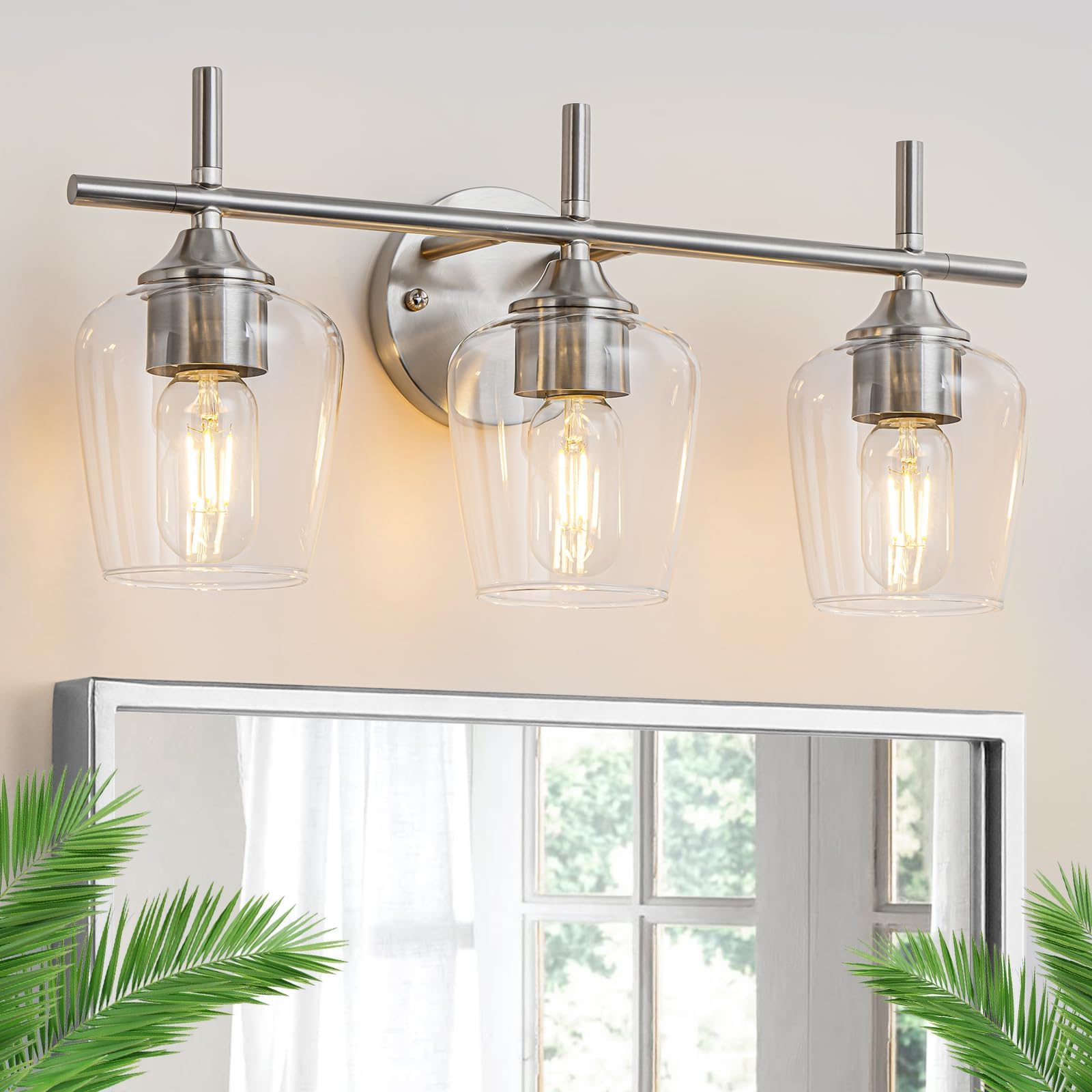Portfolio 3-Light Lyndsay Brushed Nickel Bathroom Vanity Light - Vanity
