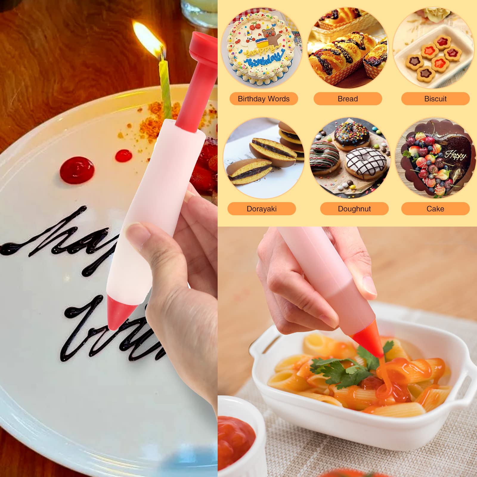Silikon Dekorierstift Set, 2 Stück Kuchen Schokoladen-schreibstift