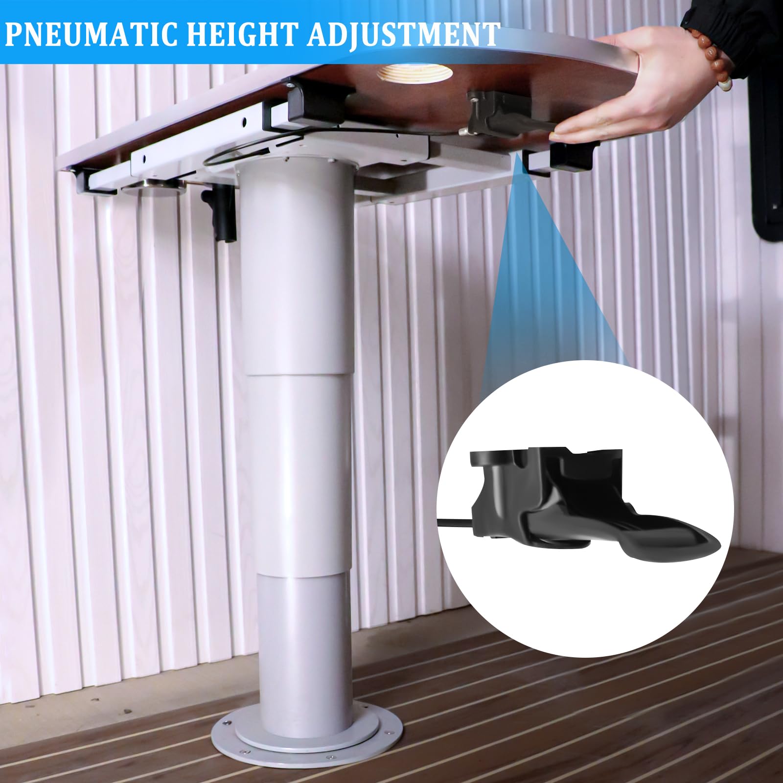Detachable Table Leg Adjustable Table Pedestal Stand - 19.68-28.26 Inch Height Aluminum Alloy Base For RV Boat Marine Use Aluminum Table Pedestal
