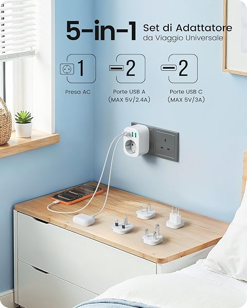 LENCENT Set Spina di Tipo D, G, M, N da Viaggio, Adattatore Presa Brasile, Spina Rimovibile per Regno Unito, Inghilterra, India, Sri Lanka, Sudafrica, Brasile, Malesia, Presa Schuko a UK IN - 3