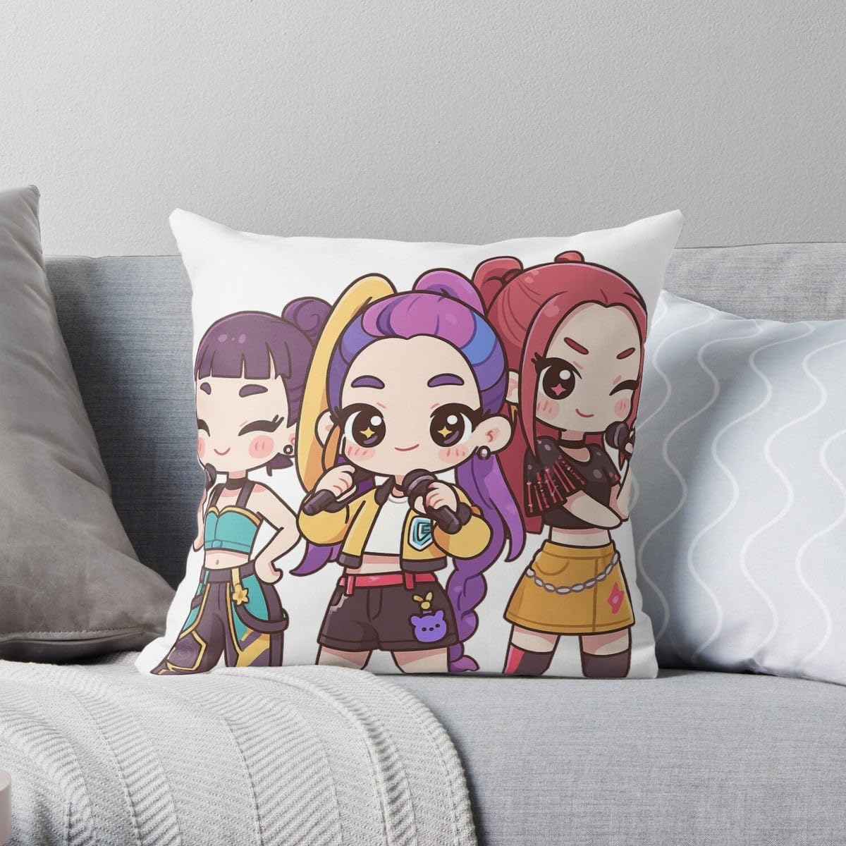 CRAFT MANIACS Kpop Demon Hunter Chibi Singing 16 * 16 Inch Pillow with Cover Best Gift for Lovers of Anime-image-15