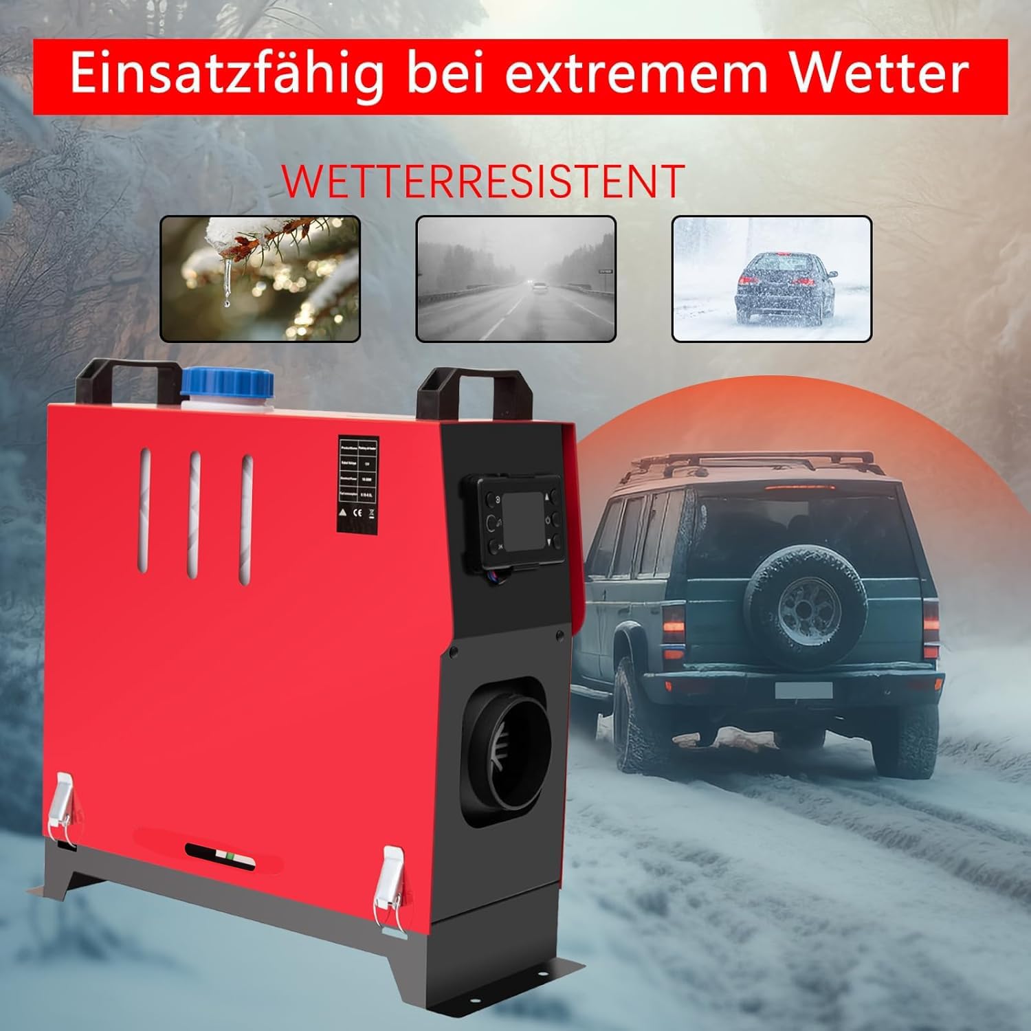 12V Dieselheizung, 8KW Diesel Standheizung,Air Standheizung mit LCD-Monitor & Fernbedienung,Diesel Lufterhitzer für Wohnmobil Auto KFZ PKW LKW Wohnwagen RV Yacht (Rot)
