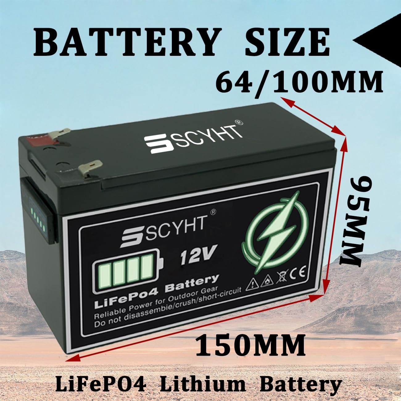 Akumulator LiFePO4 12V 10Ah 8Ah 6Ah Akumulator litowy 12Ah Akumulatory wielokrotnego ładowania do zasilania awaryjnego do silnikowego 50W - 150W z systemem BMS,12v8ah 64mm