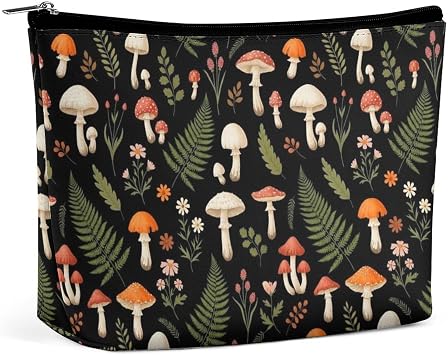 Lightweight Toiletry Make Up Bag Mushroom Grass Portable Cosmetic Organizer for Women Brushes Storage Bags