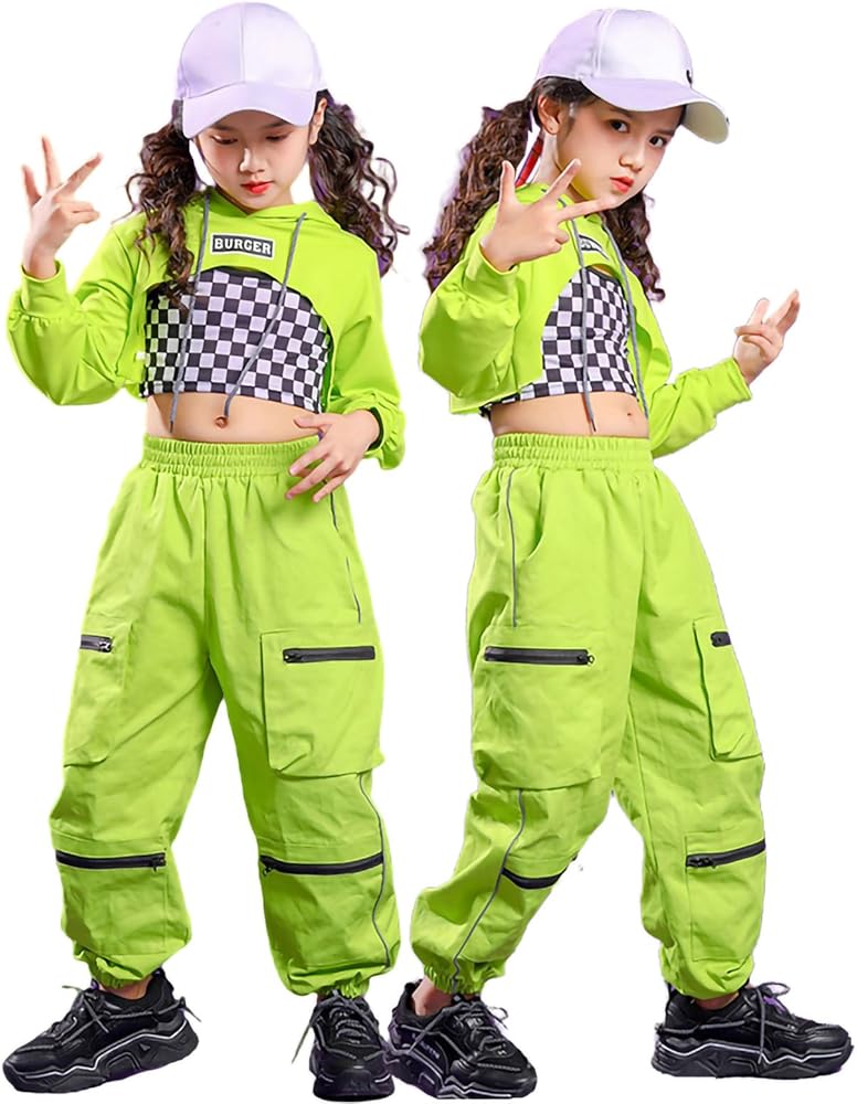 Amazon | [WJ-SISI] ネオングリーン キッズ ダンス衣装 女の子 3点