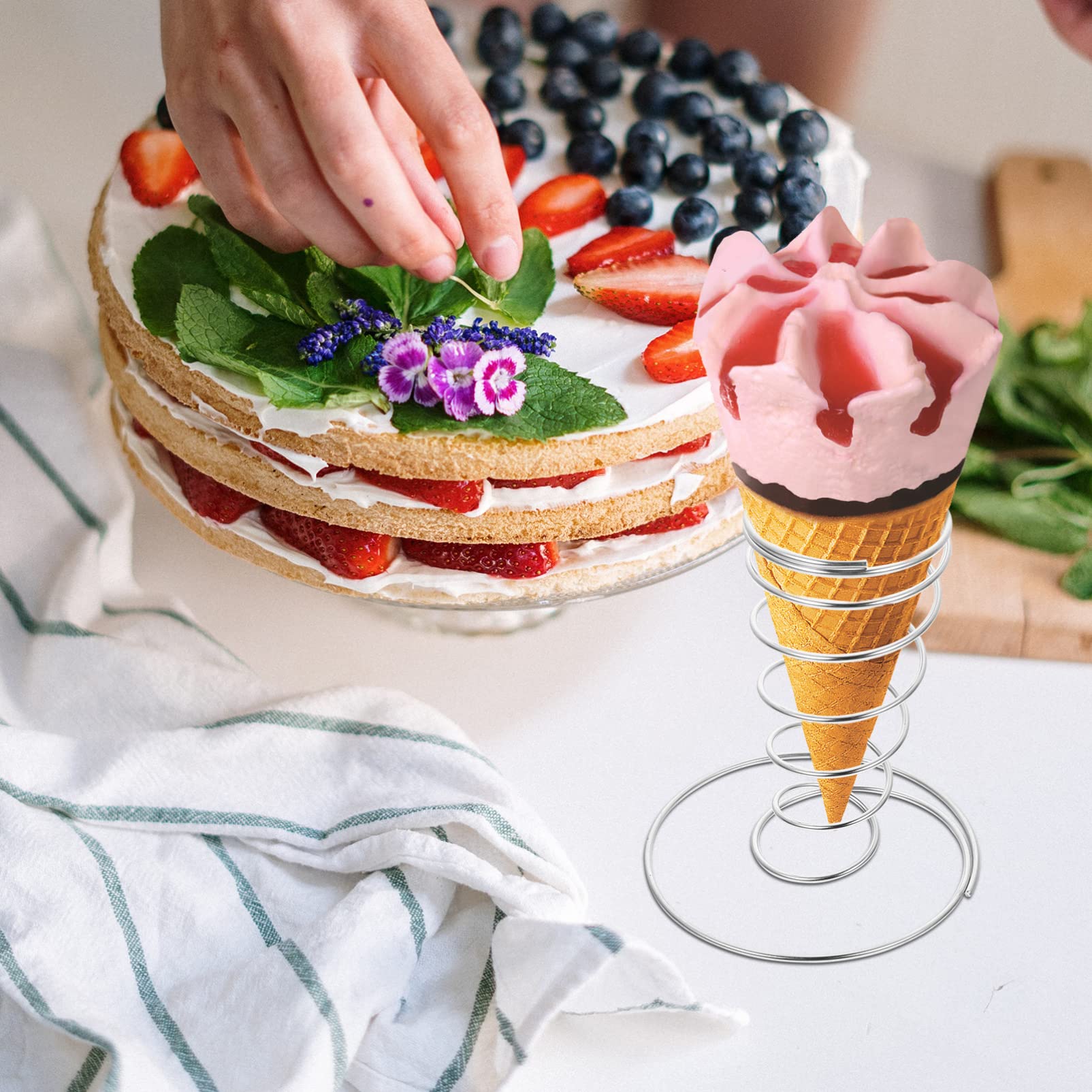 4 pezzi ghiaccio espositore gelato supporto in acciaio inox gelato