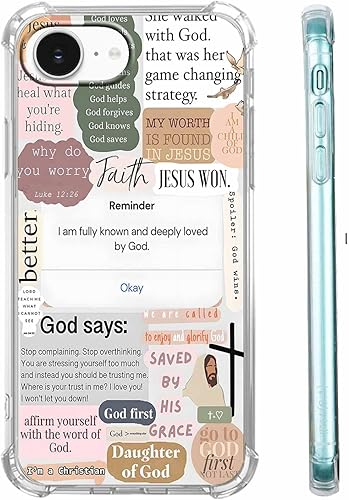 Miniatura 26 de Cubierta de Teléfono con Versículos de la Biblia y Citas Cristianas de Jesús en Collage, Funda Protectora Suave de TPU de Moda para iPhone 16 Pro,