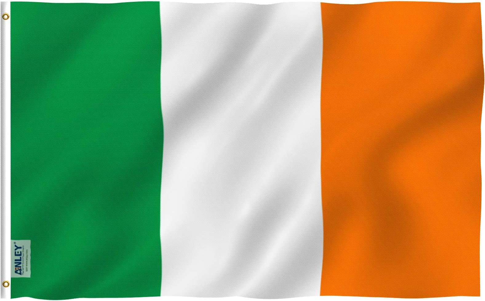 Anley Fly Breeze 3x5 Foot Ireland Flag - Vivid Color and Fade proof - Canvas Header and Double Stitched - Irish National Flags Polyester with Brass Grommets 3 X 5 Ft