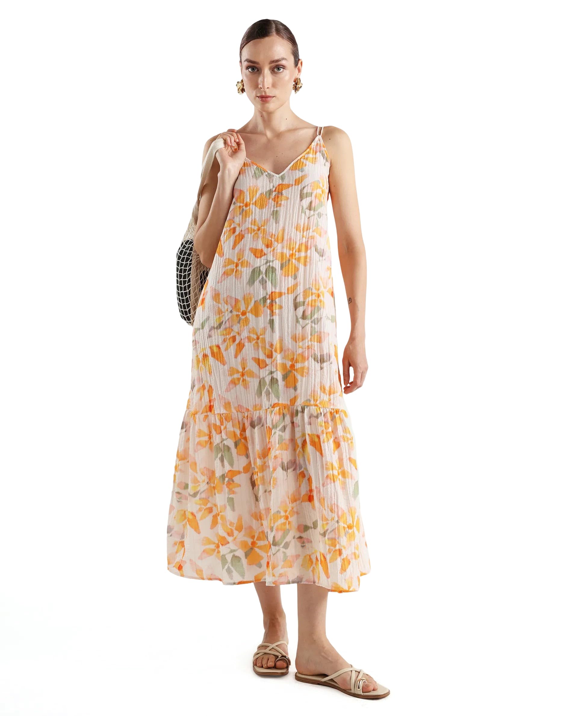 A-LINE Floral Print Maxi Dress-image-0