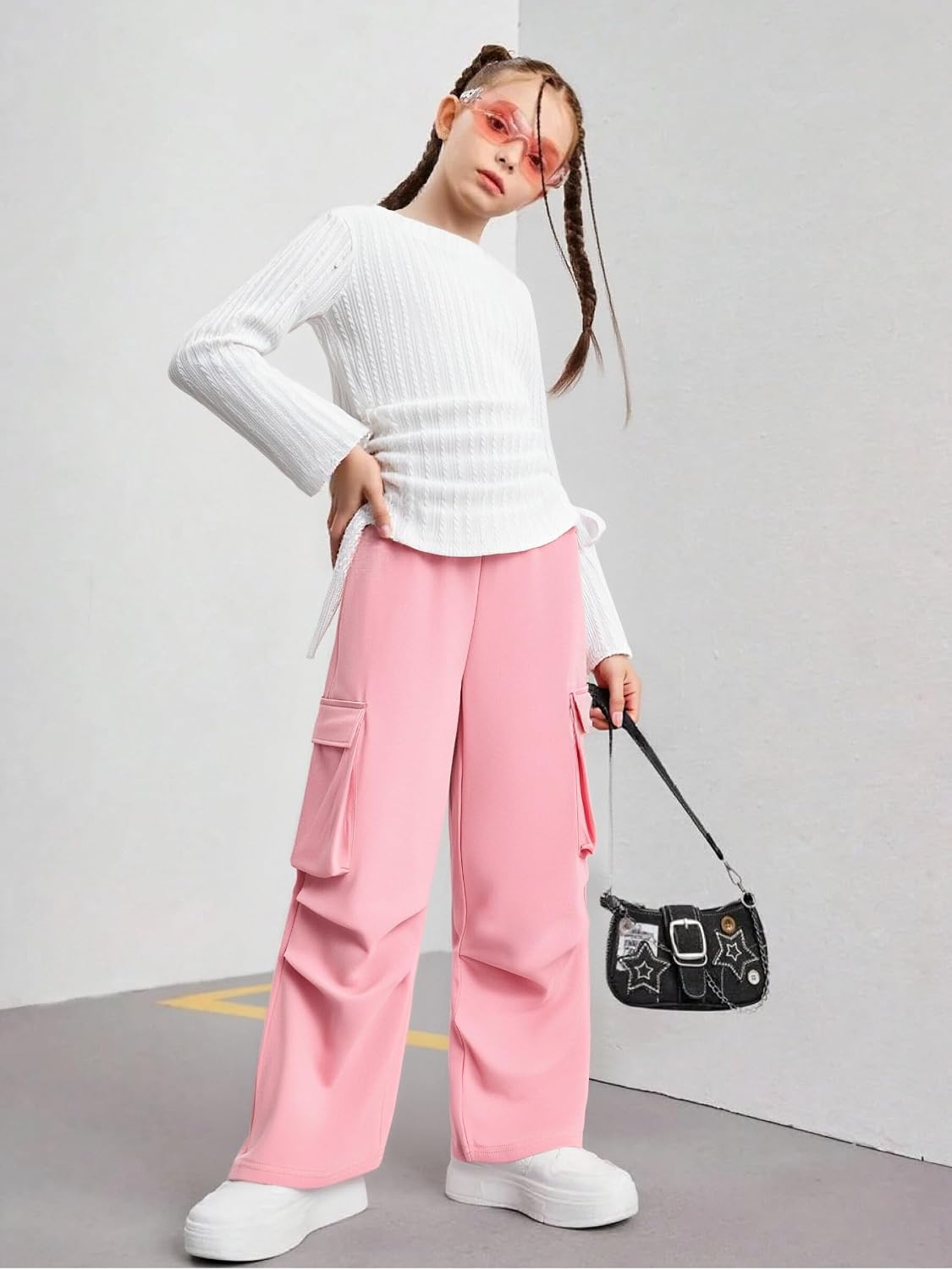 Azmxynol Tween Girls Clothes 2 Piece Long Sleeve Top + Cargo Pants, Teen Girls Fall Clothing Set, Sizes 7-15 Years image 5