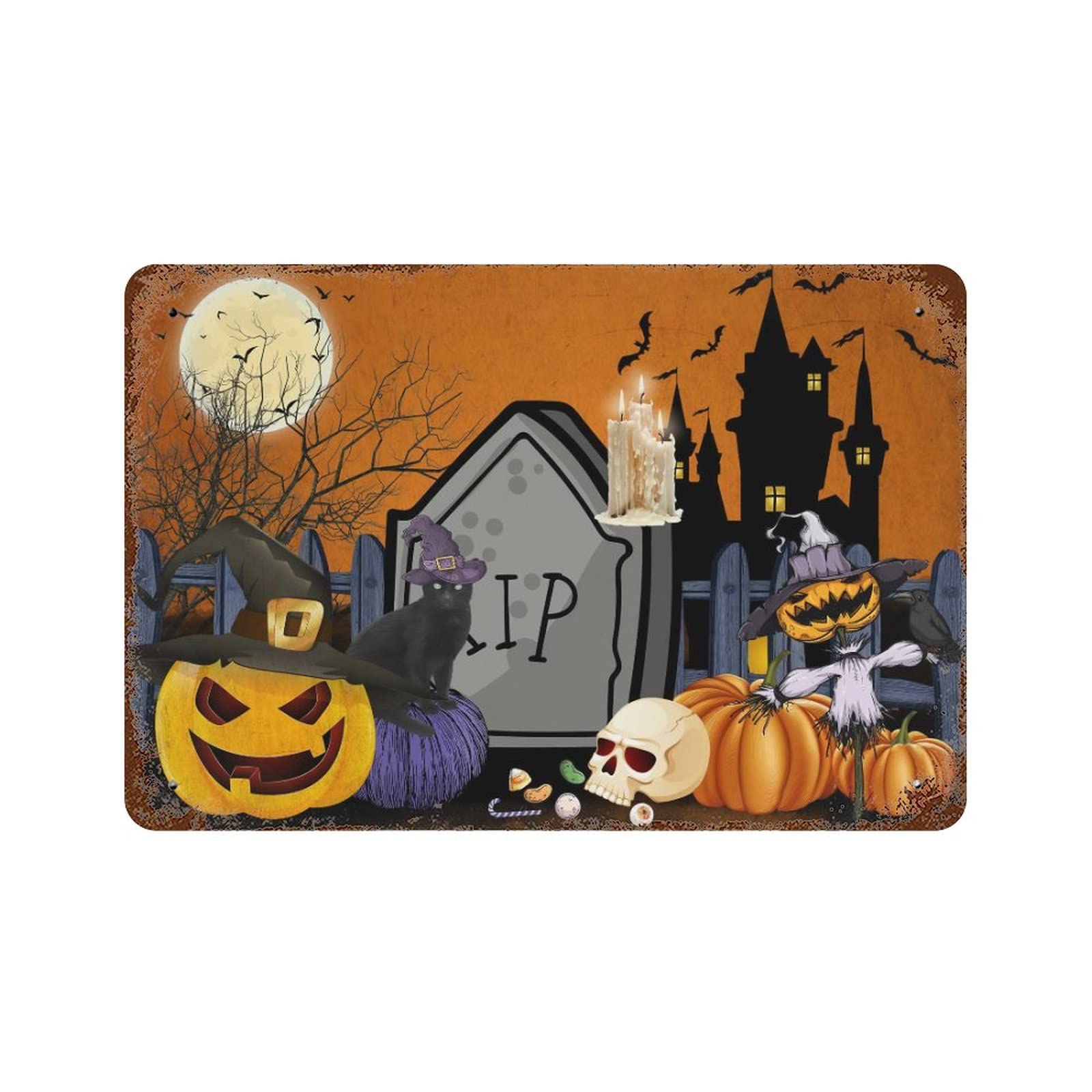 Cadeau de pendaison de crémaillère plaque en métal Happy Halloween