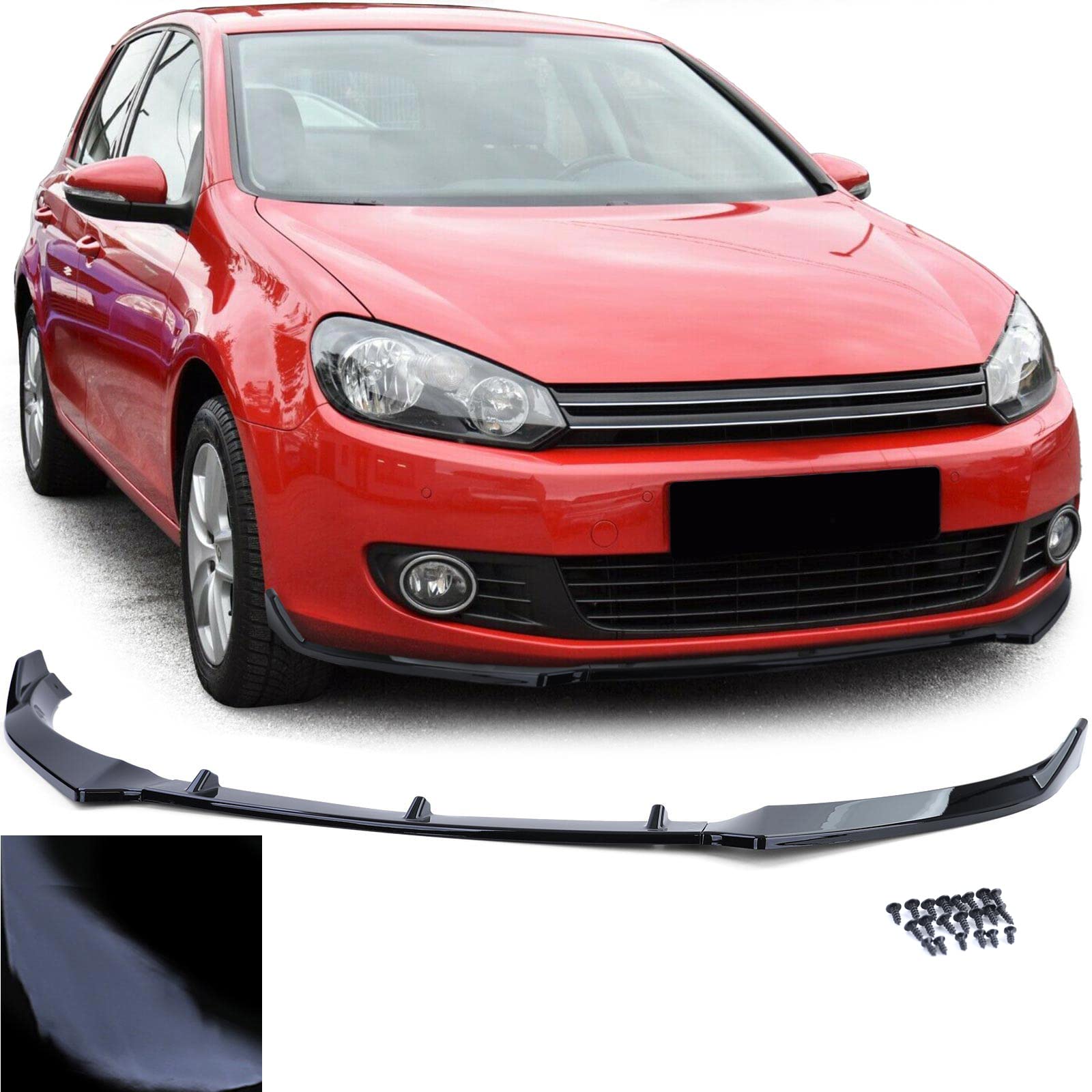Front Spoiler Lippe Sport Performance Schwarz Glanz für VW Golf 6 2008-2012
