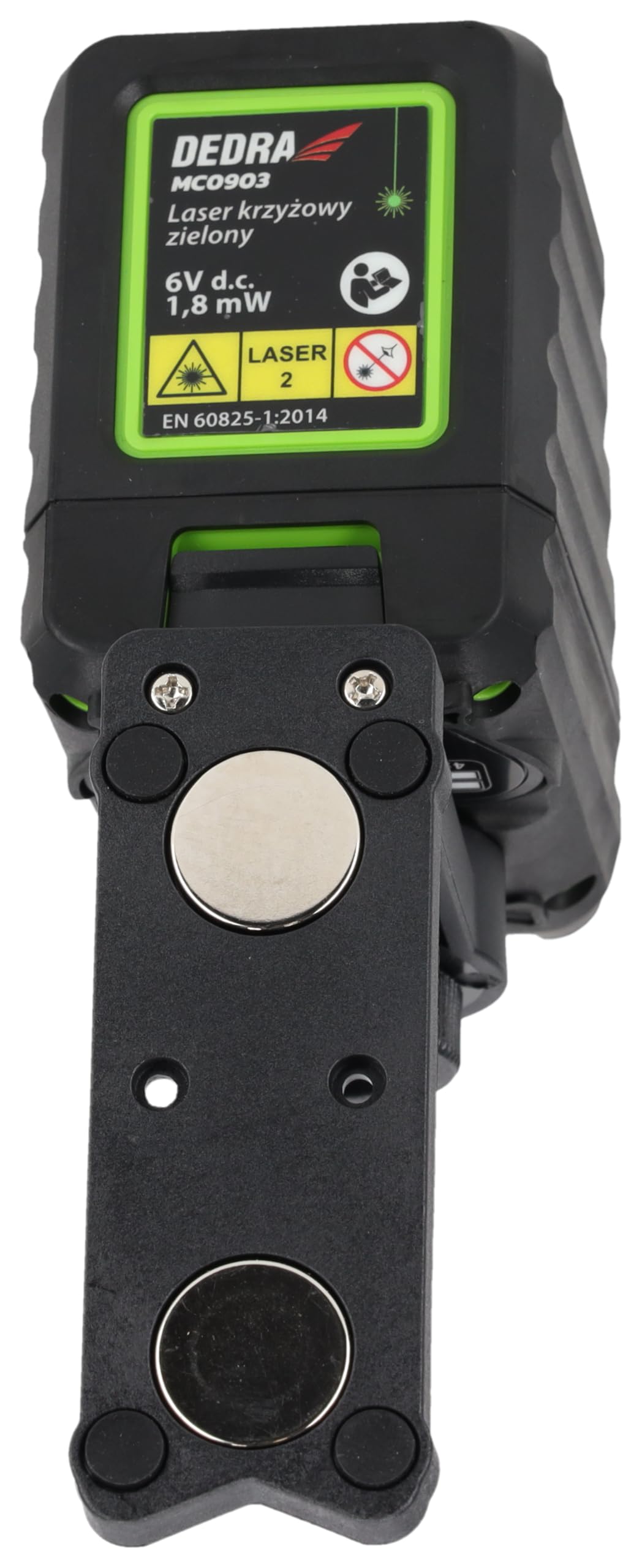 Dedra MC0903 – laser krzyżowy zielony 30 m, samopoziomujący, IP54, z uchwytem magnetycznym, etui i statywem