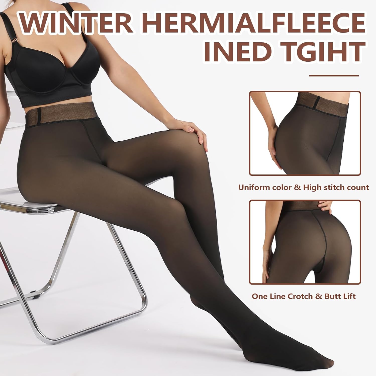 DancMolly Fleece Lined Tights Women Skin Color Warm Thermal Winter High Waist Leggings with Fuzzy Lining - Image 3