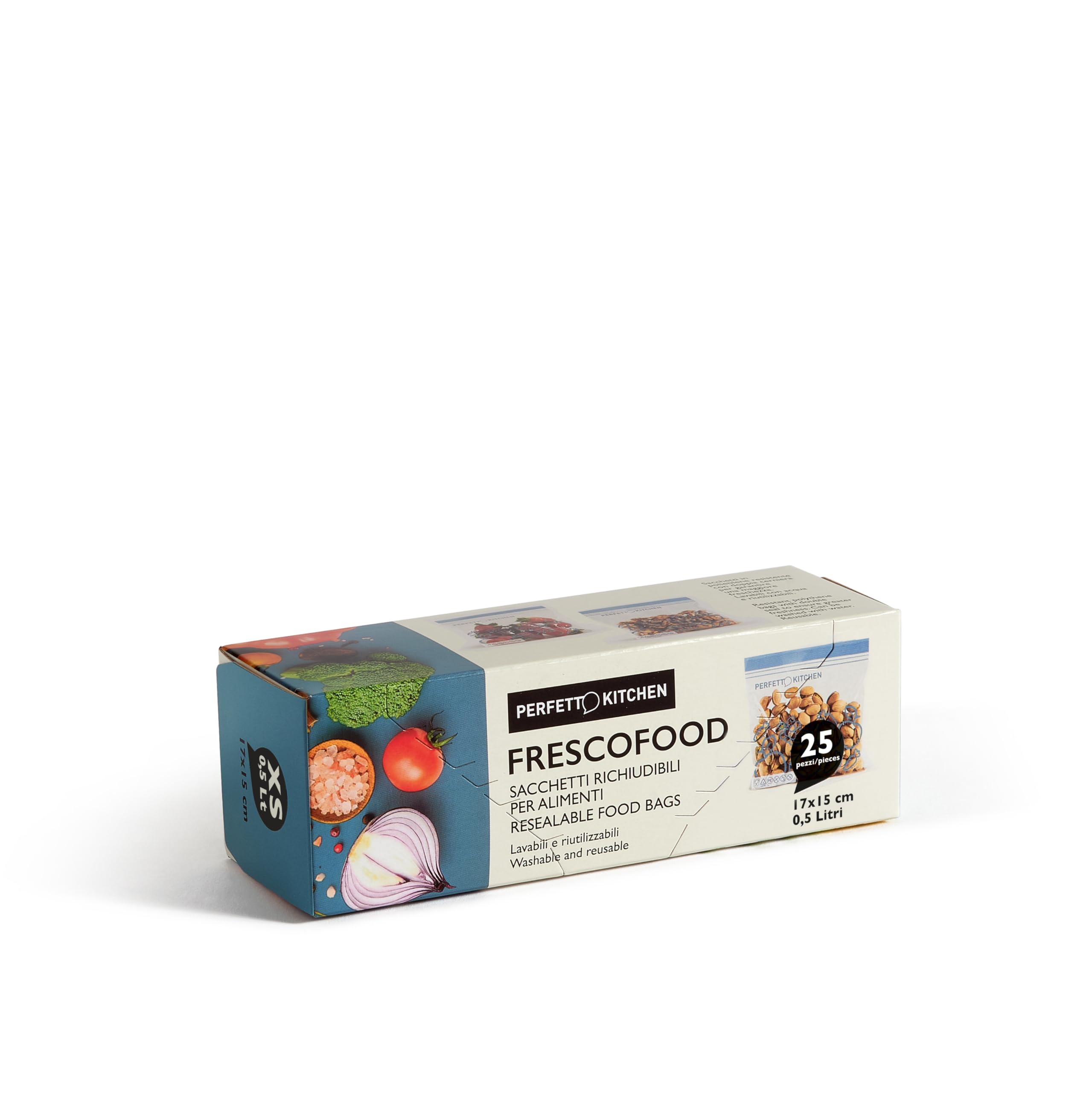 Perfetto Kitchen Frescofood 25 Sacchetti Richiudibili per Alimenti XS 17x15 cm, 1 confezione