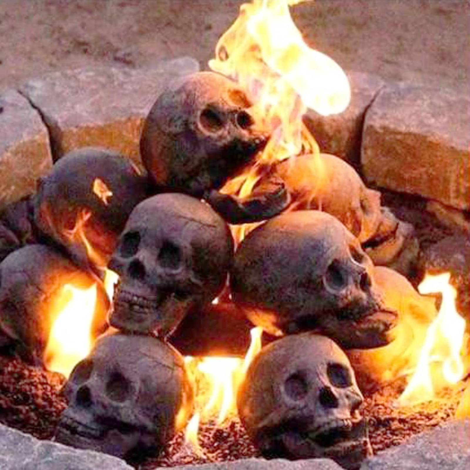 Reusable Halloween Firepit Skull Fire Logs,mitated Human Skull  Ceramic,Fireproof Skull Fire Pit Halloween Decor for Party, BBQ, Bonfire,  Campfire, Fireplaces (7 Pcs) : Amazon.ca: Patio, Lawn u0026 Garden