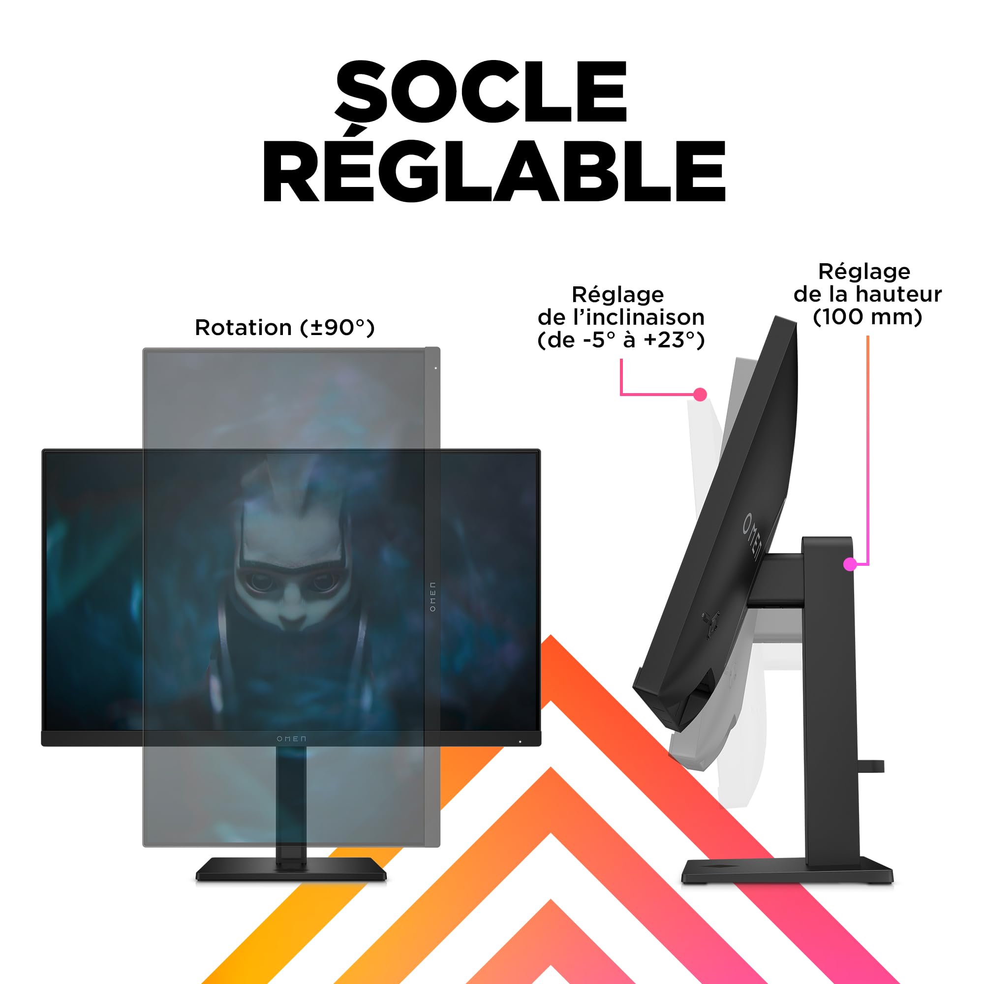 HP OMEN 24, Écran Gaming 23,8" FHD IPS 165Hz, 1ms (1920 x 1080, 16:9, Antireflet, AMD FreeSync Premium, 300Nits, 2X HDMI 2.0/1xDP 1.2) Moniteur PC Noir