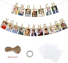 Fotogirlande 18 Geburtstag Deko Neutral - ENDLICH VOLLJÄHRIG 18, Geburtstagsdeko 18, Kraftpapier Foto Hängende Wanddekoration für 18. Geburtstag Mädchen Jungen