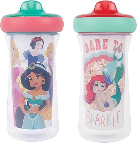 The First Years - Vaso entrenador aislante de las princesas de Disney de 9 onzas, 2 unidades, multicolor