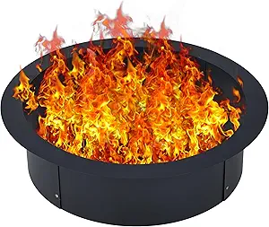 Garvee Fire Pit Ring 42 inches 36 inches Inside Diameter Heavy Duty Solid Steel Fire Ring Firepits Insert for Outside, Backyard, Liner DIY Campfire (42 x 36 x 10 Inches)