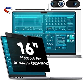 Magnetic Privacy Screen Protector Compatible with MacBook Pro 16 Inch (2021-2023, M1, M2), Removable Anti Spy Blue Light Glare Shield Film Laptop Privacy Filter for Apple Mac Pro 16.2 in(A2485/A2780)