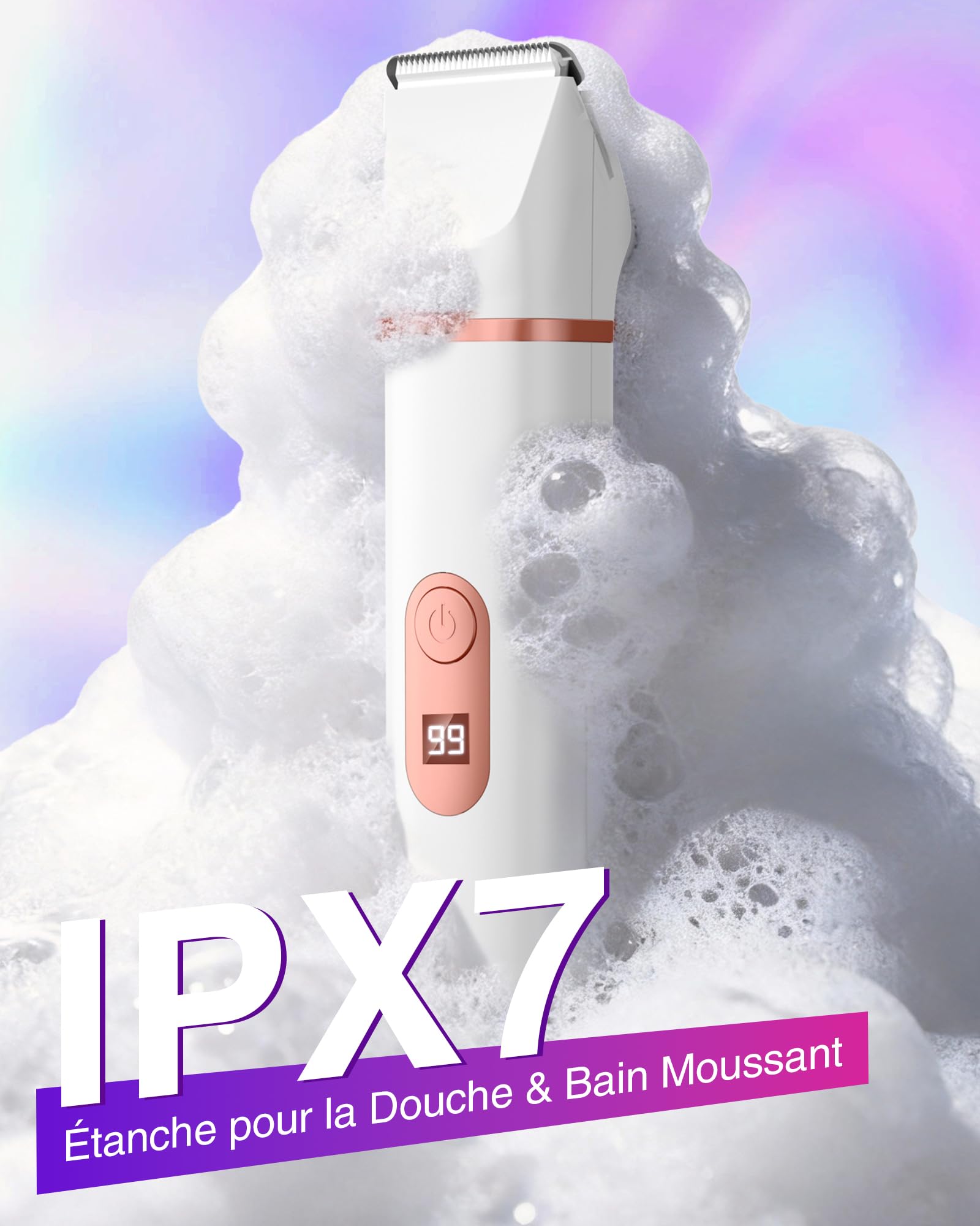 Rasoir Electrique Femme, Tondeuse Intime Intime: 3 en 1 Tondeuse Humide/Sèche, Portable et Sans Fil, pour Maillot/Visage/Aisselles/Jambes/Bras, Indolore et Sans Irritation, Cadeau Parfait pour Femme