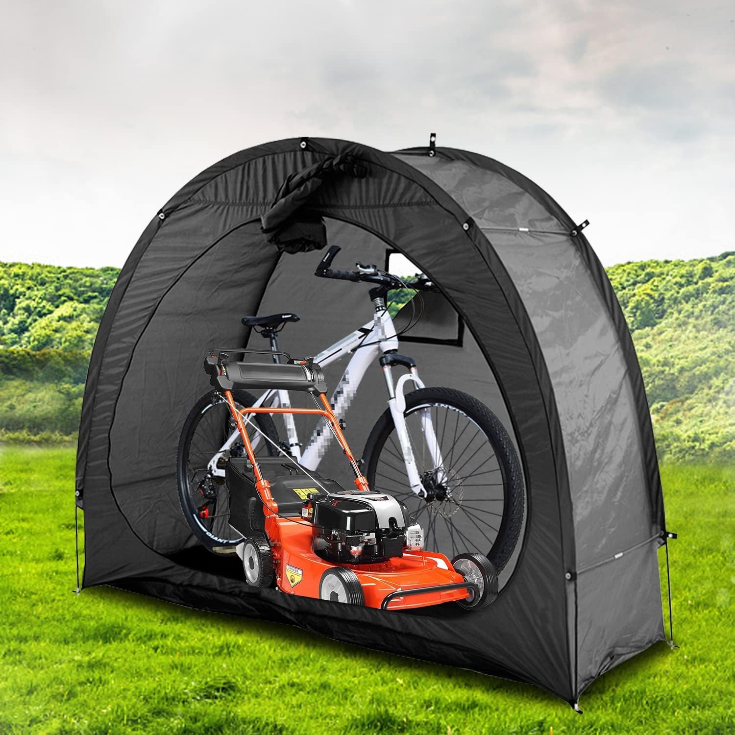 THE WHITE SHOP Bike Tent Bike Storage Shed, Outdoor Bike Storage Tent Cover,Thicken Fabric Reinforced Alloy Bracket for Outside Outdoor Bicycle Sundries Storage(Black)