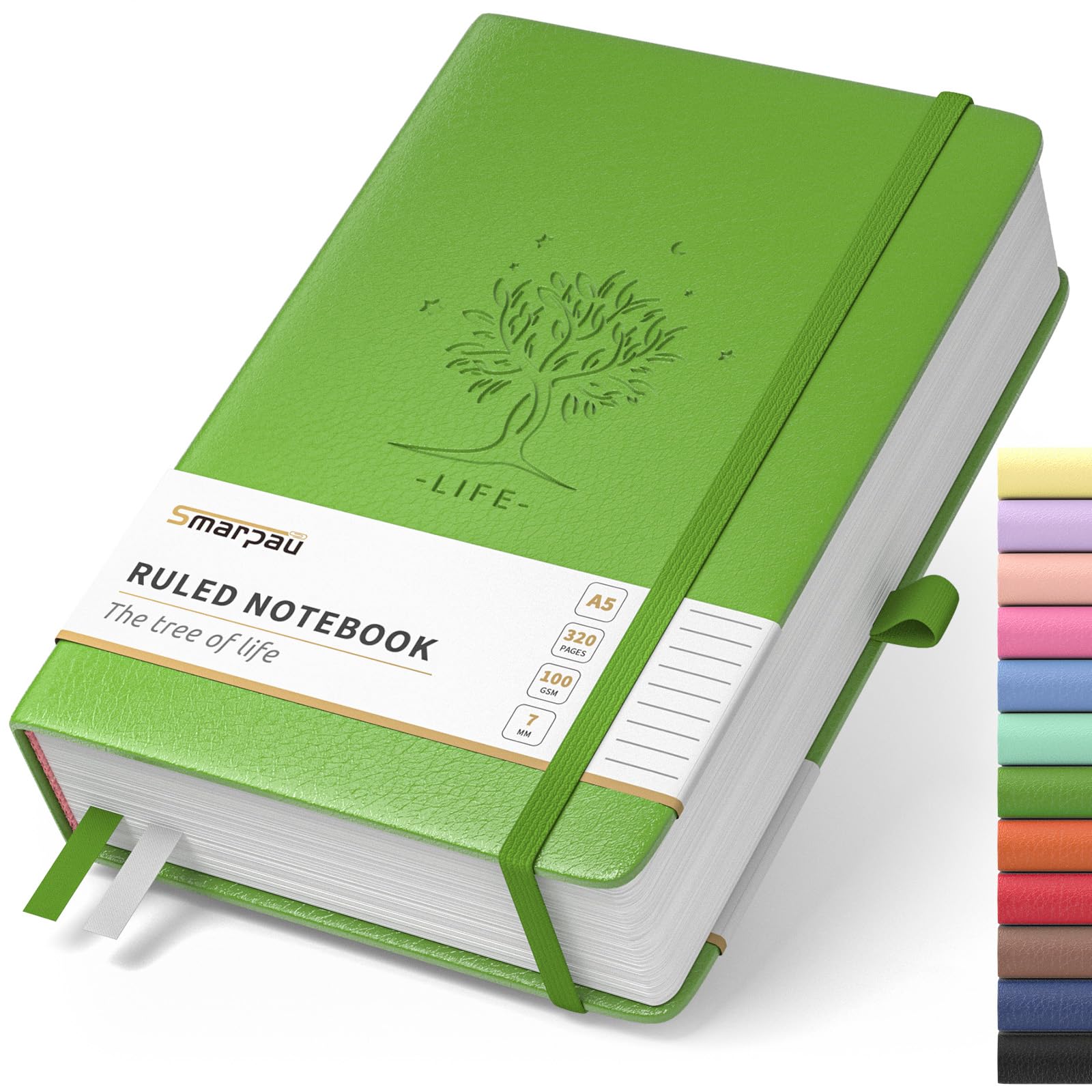 Smarpau Notebook A5-320 Pages Hardcover Leather Lined Journal with 100gsm Thick Paper