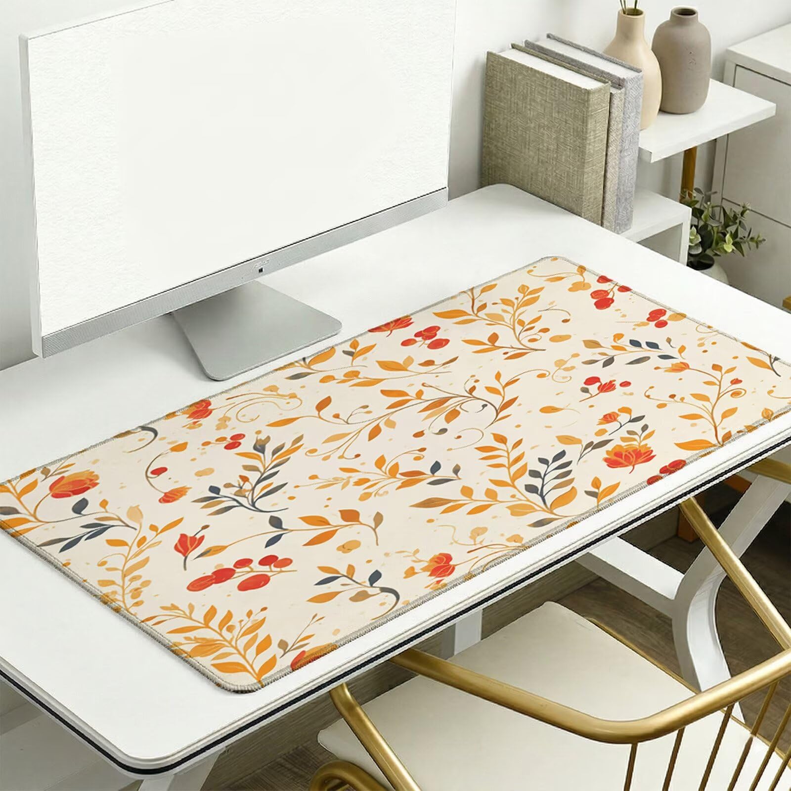 Sottomano Scrivania Grande 1200 x 600 x 3 mm Rurale Tappetino Tastiera Computer con Base Antiscivolo e Bordi Cuciti, Protezione Impermeabile, per Lavoro, Casa e PC Gamer, Regali Uomini (Fiore) L-x7608