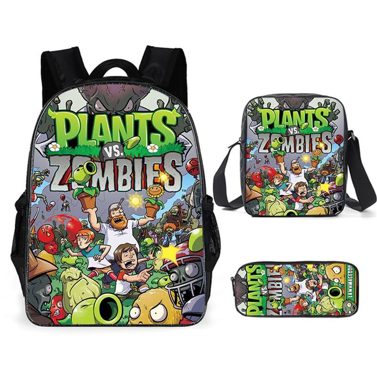 ISaikoy 3 in 1 Game Plants vs. Zombies Backpack School Bag Shoulder Bag Handbag Pencil Bag 4
