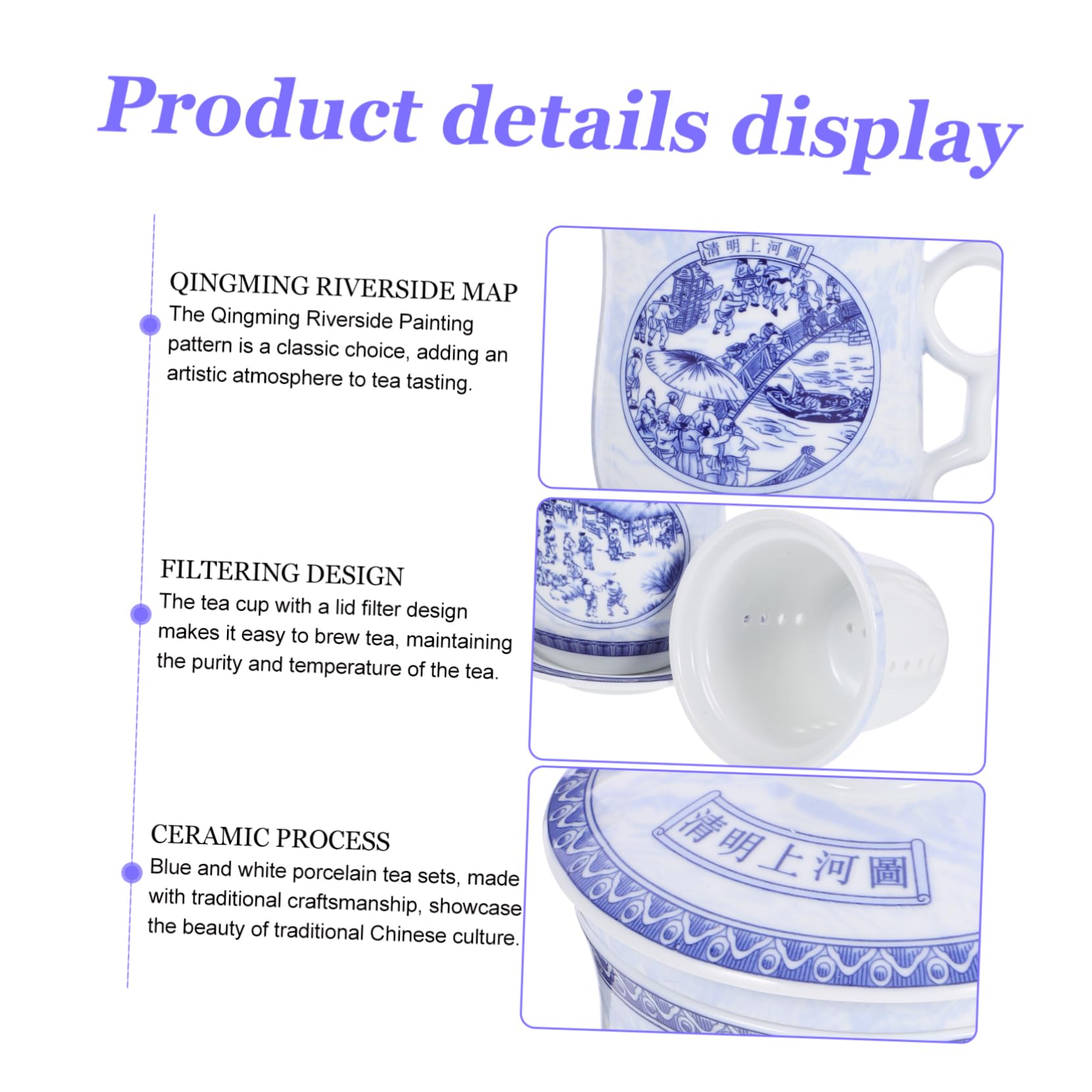 PRETYZOOM Traditionelle Teetasse 1 Satz aus Keramik mit Deckel und Sieb