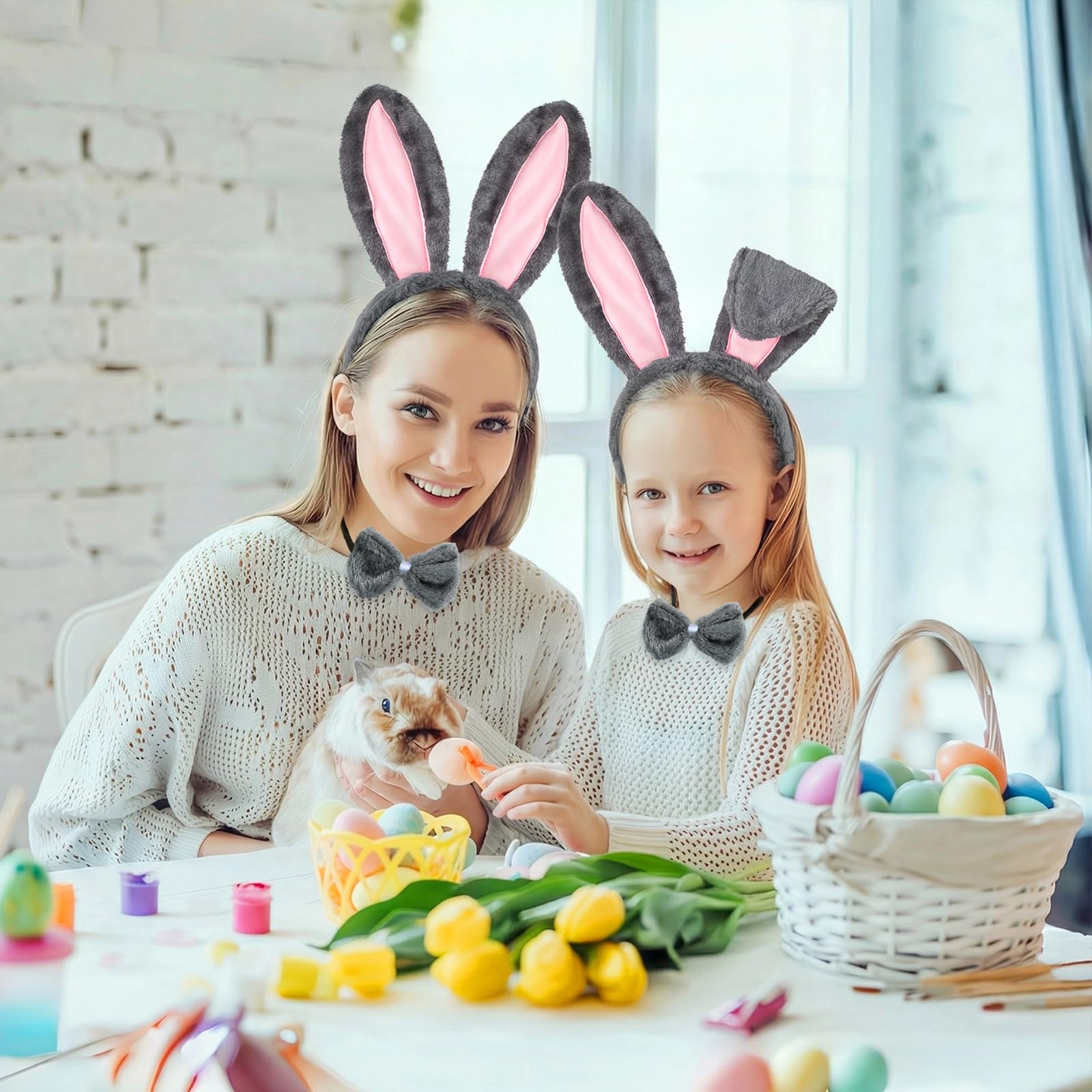 Cerchietto Orecchie Coniglio Peluche, Fascia Capelli Orecchie da Coniglio Peluche, Orecchie da Coniglietto Pasquale, Accessori per Costume da Coniglietto per Pasqua, Carnevale, Compleanno, Cosplay - 5