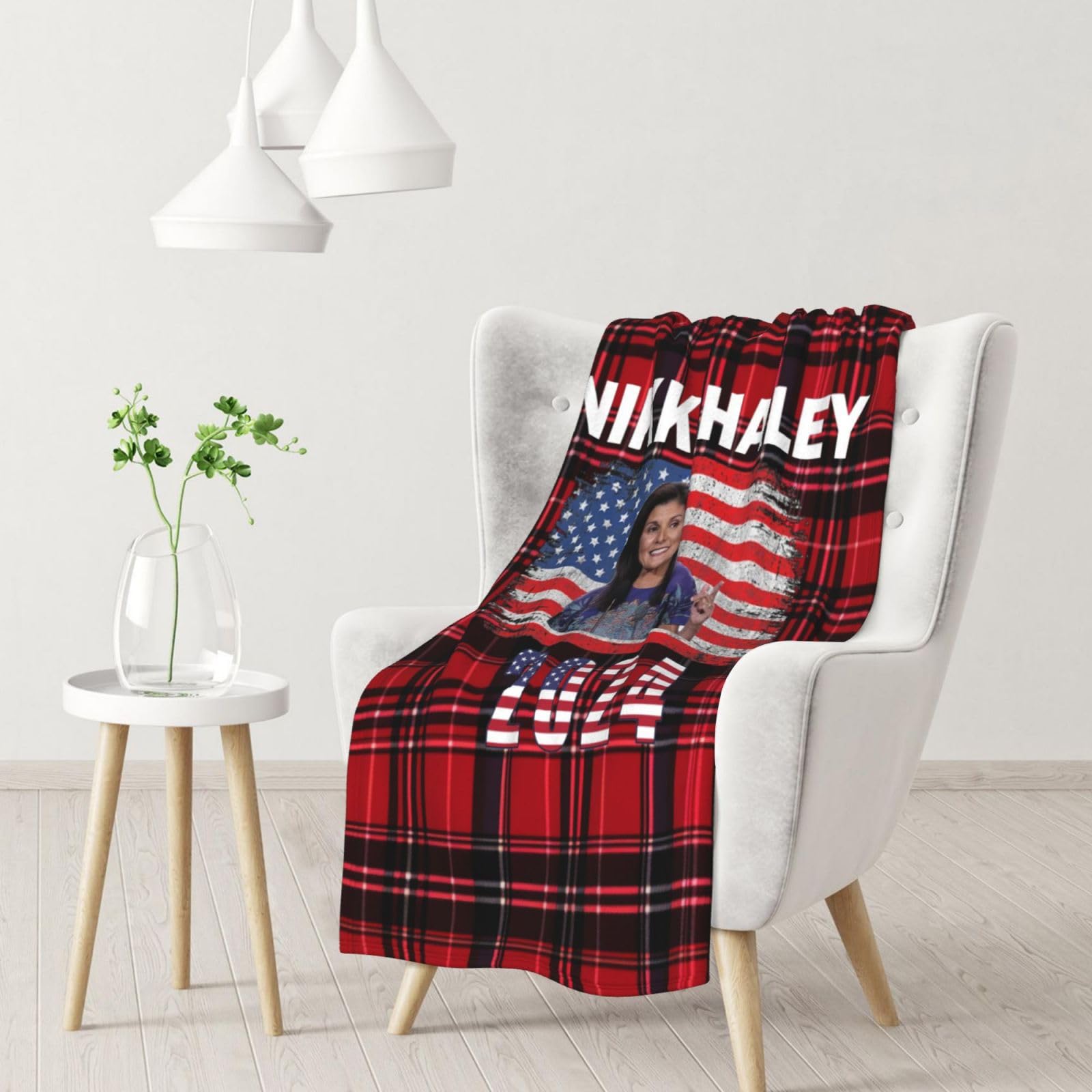 Nikki Haley 2024 for President 30x40 Super Soft Flannel Blanket Throw for Bed Sofa Great Gift Fall Winter