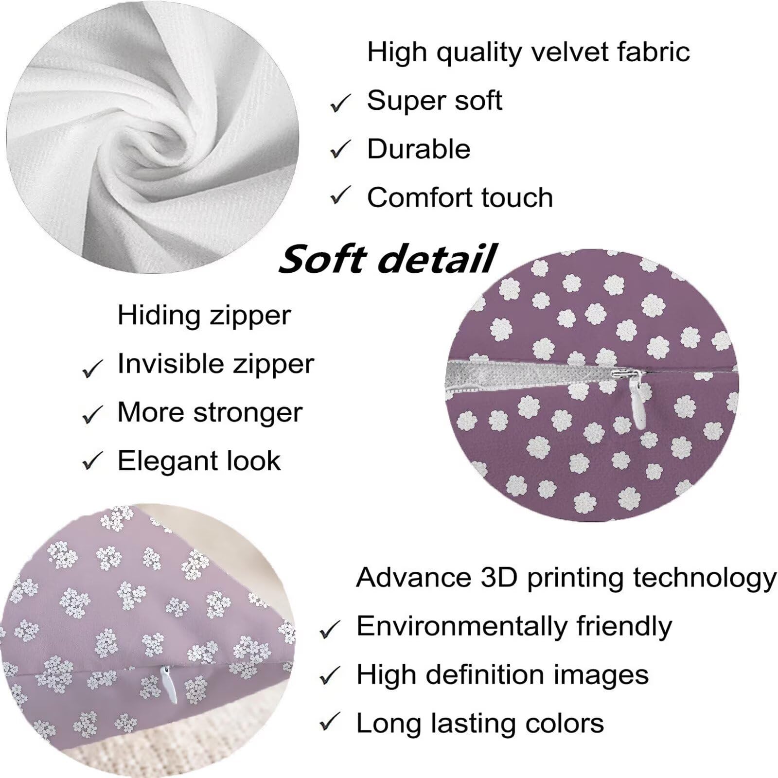 Viola Federe Cuscini Divano 40x40cm, Cuscini da Esterno Set de 4, Cod-45 | Velour Copricuscini Decorativi Letto Arredo, per Letto, Soggiorno, Giardino, Esterno, Casa Decorazione Set di 4 Fiore