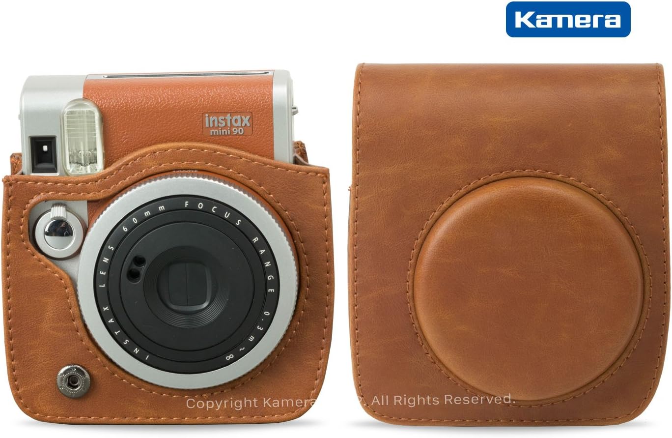 Kamera Retro PU Leather Camera Case for Fujifilm instax Mini 90 Camera -Brown