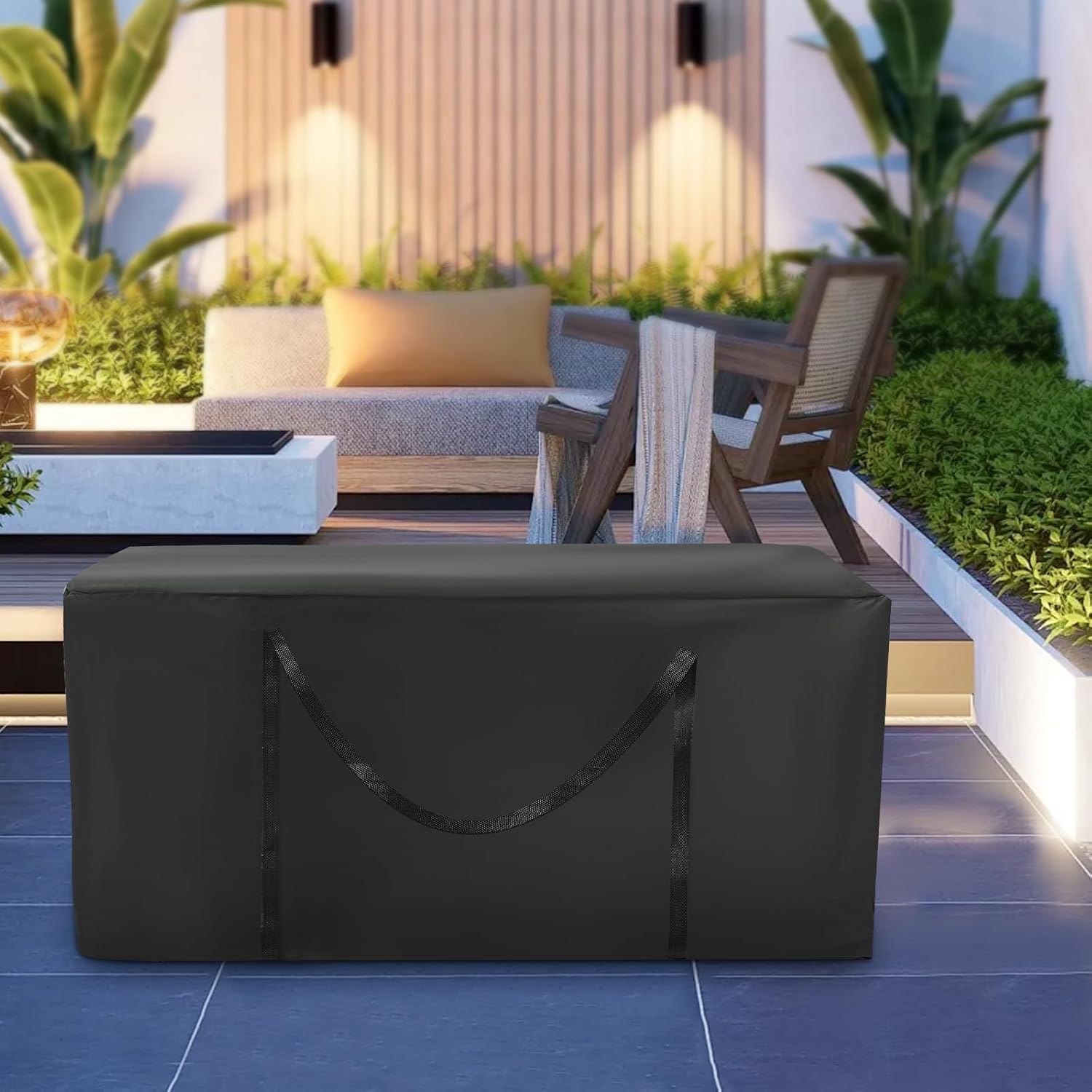 2-Pack 48 Inch Outdoor Cushion Storage Bags Waterproof Patio Furniture Storage Bag with Handles Heavy Duty Zippered Protective Cover for Garden Pillows Deck Balcony Weather Resistant