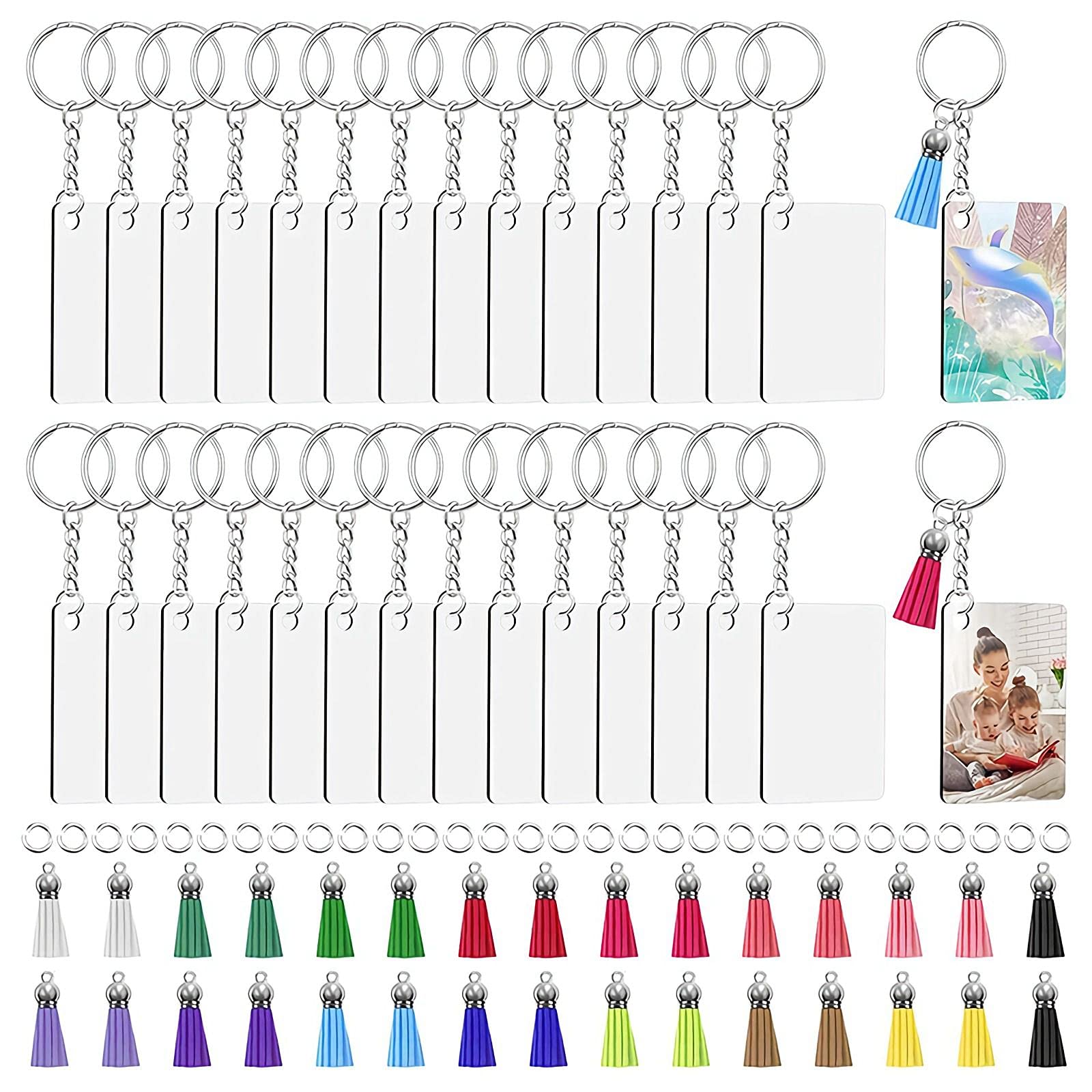 CTRLZS Sublimation Keychain Blanks Bulk, set of 30 Sublimation Keychain Blanks Set with Tassels, Keychain Circle, Keychain
